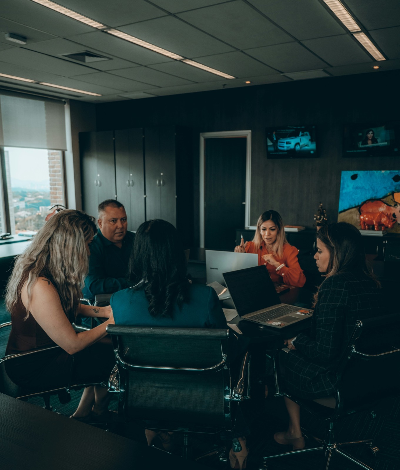 Discussing a project with a client team